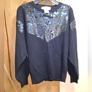 A Chapell sequined lambswool and rabbit hair sweater in a ladie's size medium.